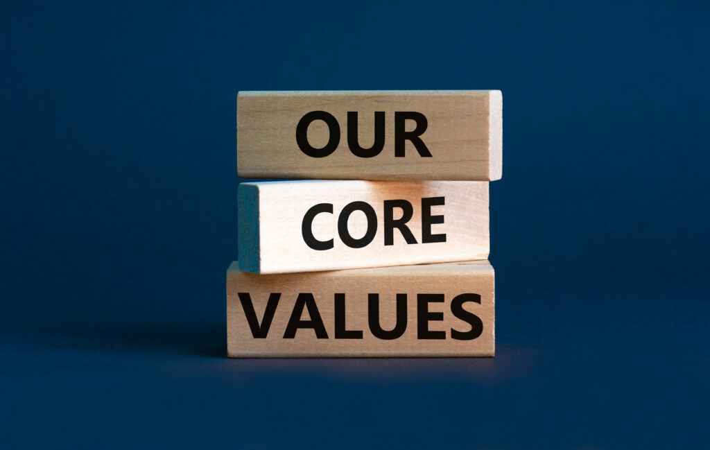 Our core values shown on blocks